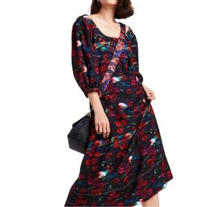 Rachel Comey x Target Floral Midi Dress Puff Sleeve Size 6